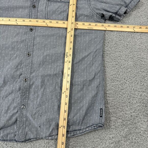 Prana Shirt Men's XL Grey Stripe Short Sleeve Button Up Pockets M1PATR115 - Picture 5 of 10